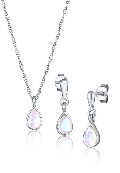 Elli Premium Schmuckset Mondstein Tropfen Kette Ohrhänger 925 Silber günstig online kaufen