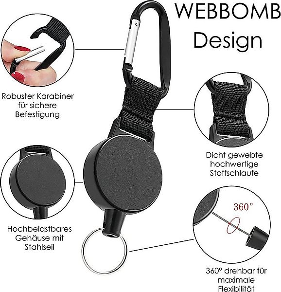 WEBBOMB Schlüsselanhänger Ausweis Jojo mit Stahlseil ausziehbar Schlüsselro günstig online kaufen