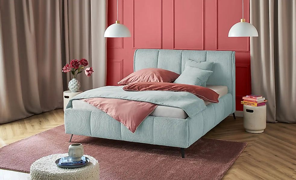 pop Polsterbett mit Bettkasten Pamela ¦ blau ¦ Maße (cm): B: 200 H: 113 Bet günstig online kaufen