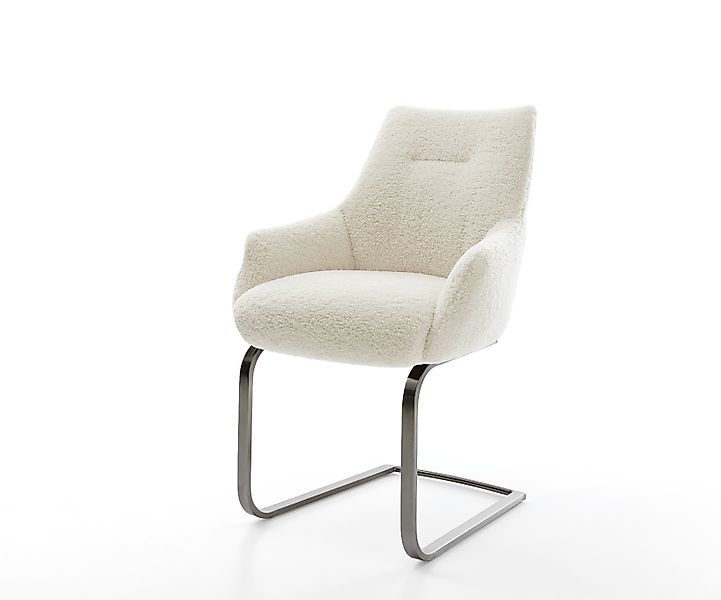 Freischwinger Alja-Flex mit Armlehnen Teddystoff Beige Freischwinger flach günstig online kaufen