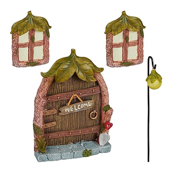 relaxdays Gartenfigur Feentür Set "Blätterdach" günstig online kaufen