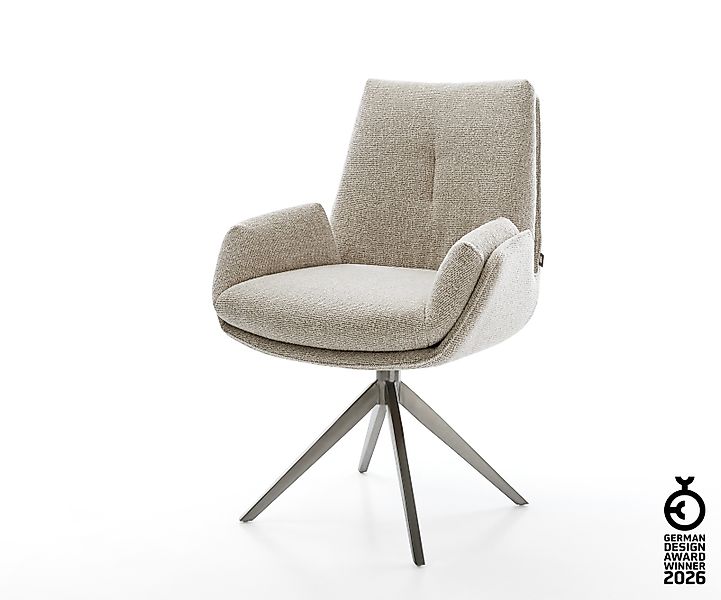 Drehstuhl Clea-Flex Webstoff Soft Beige Kreuzgestell breit Graphit 360° dre günstig online kaufen