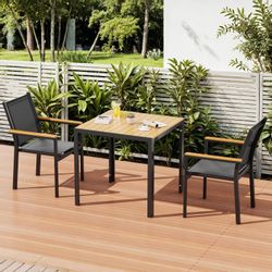 TLGREEN Gartentisch Wetterfest,Balkontisch Aluminium mit WPC günstig online kaufen