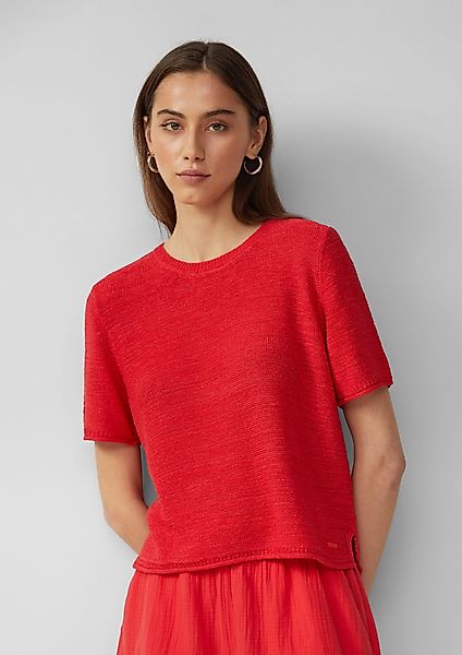 QS Strickpullover Kurzarmpullover aus Bändchengarn günstig online kaufen