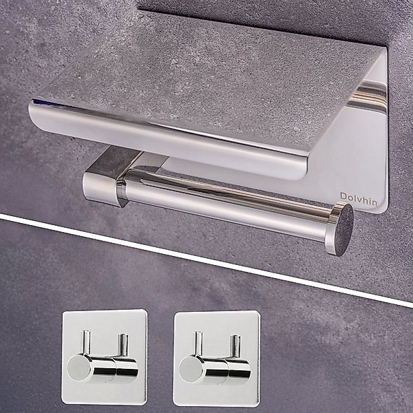 Dolvhin Toilettenpapierhalter ohne Bohren & 2 Handtuchhaken, Klopapierhalte günstig online kaufen