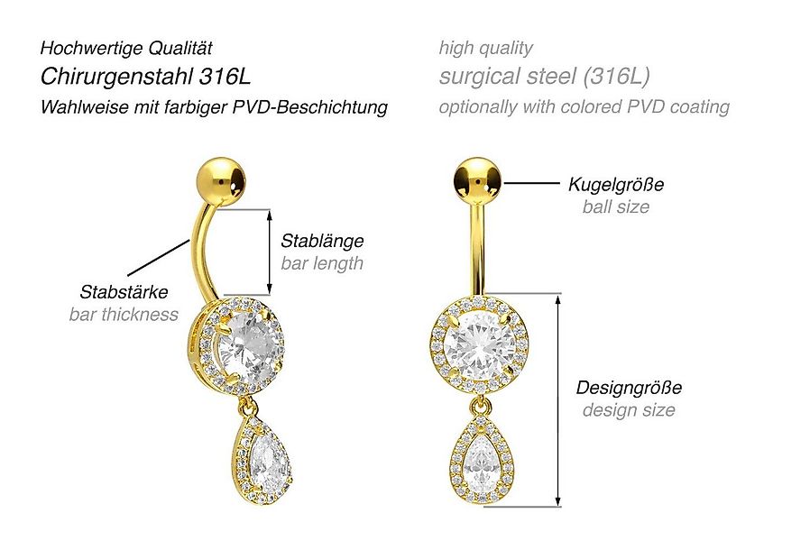 PIERCINGLINE Bauchnabelpiercing Chirurgenstahl Bananabell KRISTALLDISC + KR günstig online kaufen