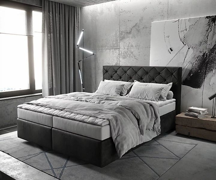 DELIFE Boxspringbett Dream-Great, Mikrofaser Anthrazit Vintage günstig online kaufen