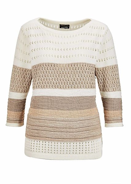 GOLDNER Rundhalspullover "Strukturpullover mit 3/4-Arm und U-Boot-Ausschnit günstig online kaufen