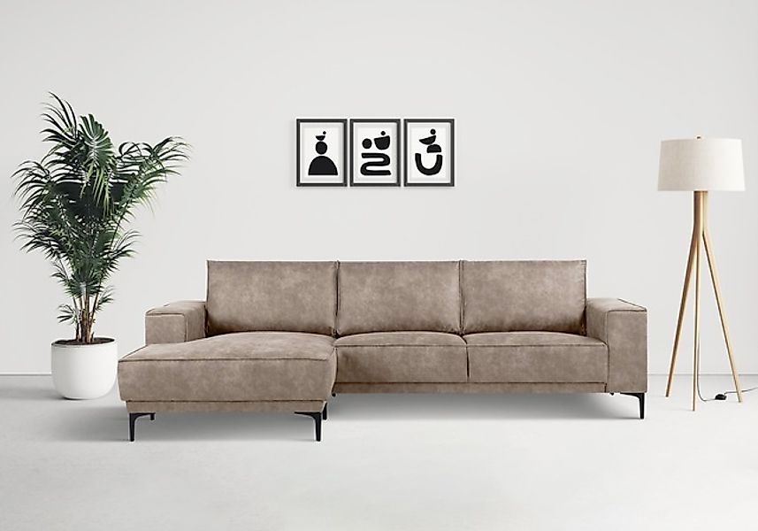 PLACES OF STYLE Ecksofa »Polsterecke Oland, Struktur, Flachgewebe, Luxus-Mi günstig online kaufen