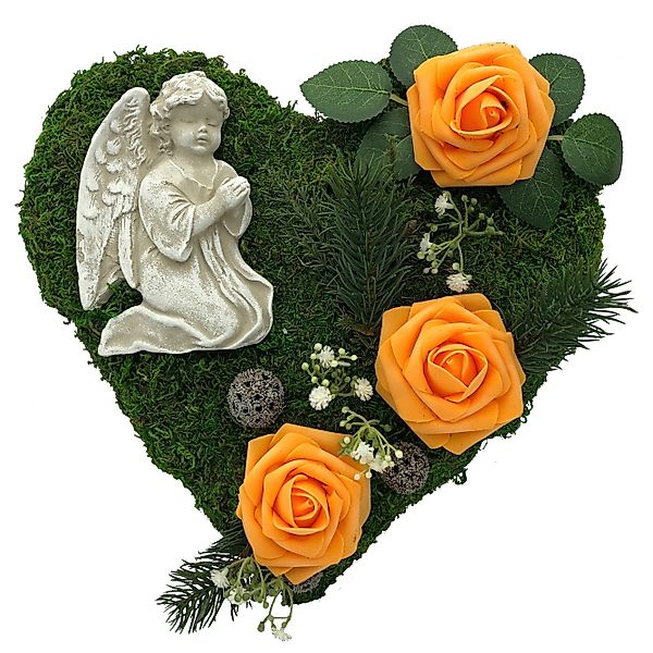 Gartenfigur Grabgesteck Grabschmuck Moosherz Grabherz Trauerherz günstig online kaufen
