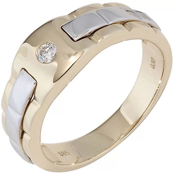 SIGO Herren Ring 585 Gold Gelbgold Weißgold bicolor 1 Diamant Brillant Herr günstig online kaufen