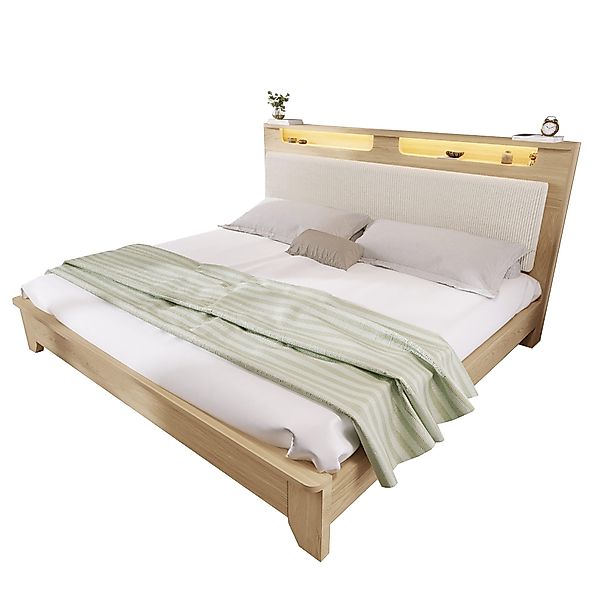 OKWISH Holzbett Kopfteil mit Stauraum (Doppelbett, günstig online kaufen
