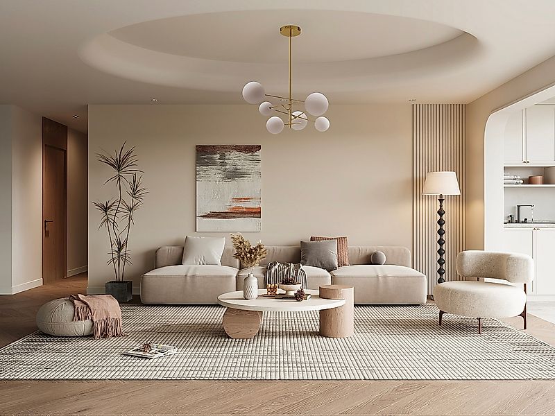 Asymmetrische Hängeleuchte - Metall - 6 Kugeln - 72 x 116 cm - Goldfarben g günstig online kaufen