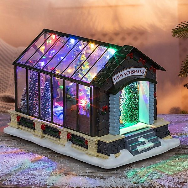 Haushalt International Weihnachtsszene LED Weihnachts Gewächshaus günstig online kaufen
