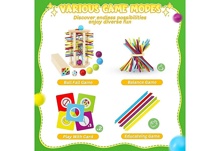 POPOLIC Lernspielzeug Brettspiel aus Holz, Montessori-Spielzeug mit bunten günstig online kaufen