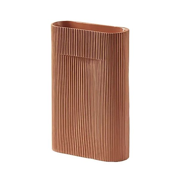 Vase Ridge Medium keramik braun / H 35 cm - Muuto - Braun günstig online kaufen