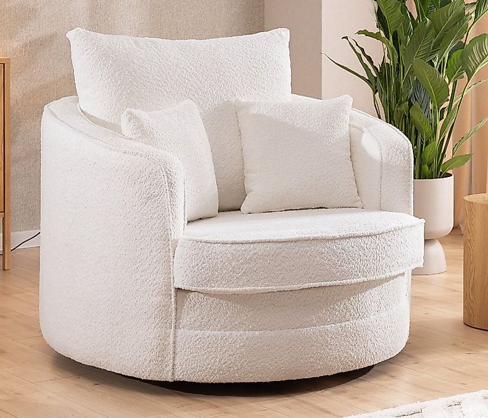 S-Style Möbel Drehsessel Ted Love Seat XXL 360 Grad drehbar aus Boucle-Stof günstig online kaufen