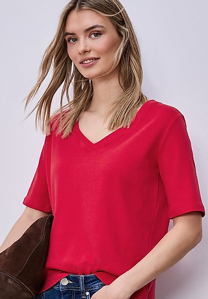 STREET ONE V-Shirt aus reiner Baumwolle günstig online kaufen