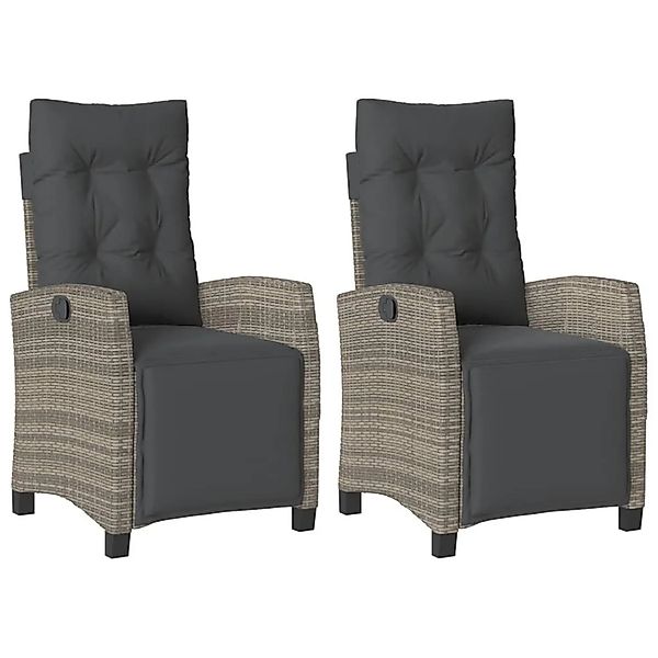 vidaXL Gartensessel mit Fußteil 2 Stk Verstellbar Grau Poly Rattan 365243 günstig online kaufen