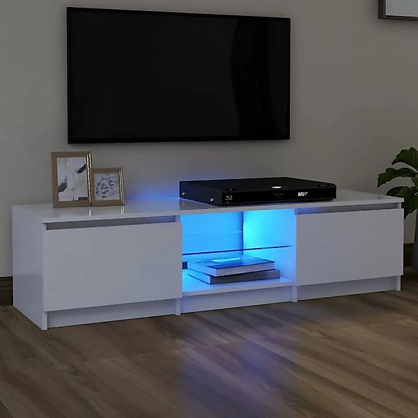 Tv-schrank Mit Led-leuchten Weiß 140x40x35,5 Cm günstig online kaufen