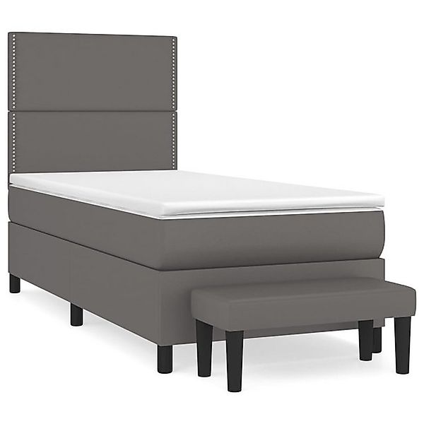 vidaXL Boxspringbett, Boxspringbett mit Matratze Grau 90x190 cm Kunstleder günstig online kaufen