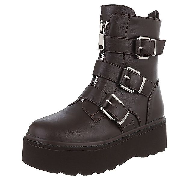 Ital-Design Trendige Boots mit Plateau und Schnallen für Damen Plateaustief günstig online kaufen