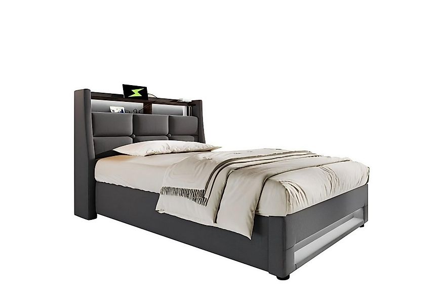 Odikalo Stauraumbett Polsterbett USB Lattenrost Leinen Metallrahmen 90/140/ günstig online kaufen