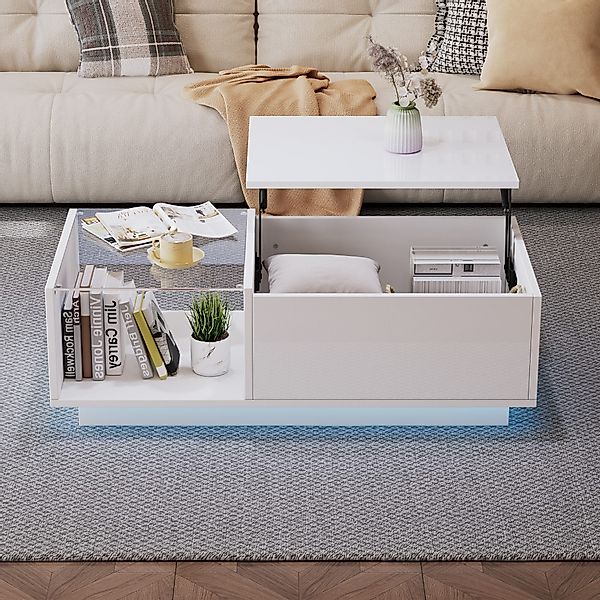 Merax Couchtisch höhenverstellbar Sofatisch mit Hebefunktion günstig online kaufen
