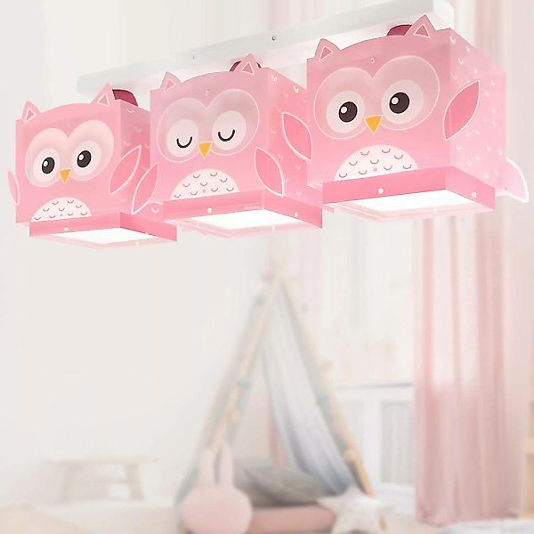 Dalber Hängeleuchte Little Owl, rosa, 3-flammig, E27 günstig online kaufen