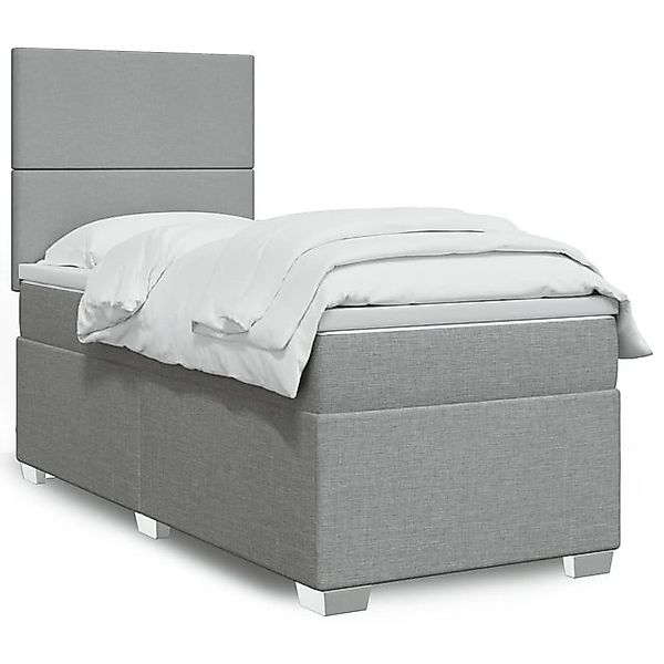 vidaXL Boxspringbett, Boxspringbett mit Matratze Hellgrau 90x200 cm Stoff günstig online kaufen