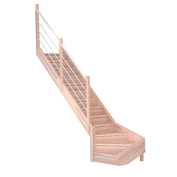 Treppe Mykonos Pro Buche Gew. L 90cm Setzstufe Holz-Edelstahl-Geländer Weiß günstig online kaufen