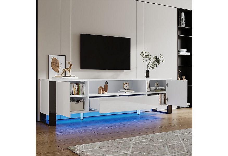 Merax Lowboard Hochglanz-TV-Schrank mit LED (1 St), Fernsehschrank TV-Lowbo günstig online kaufen