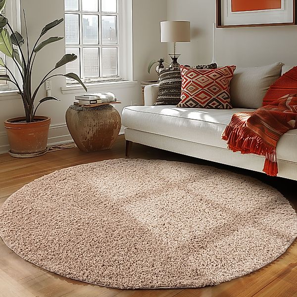 Carpettex Hochflor-Teppich Unicolor - Einfarbig, Rund, günstig online kaufen