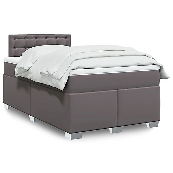 vidaXL Boxspringbett mit Matratze Grau 120x190 cm Kunstleder 3288414 günstig online kaufen