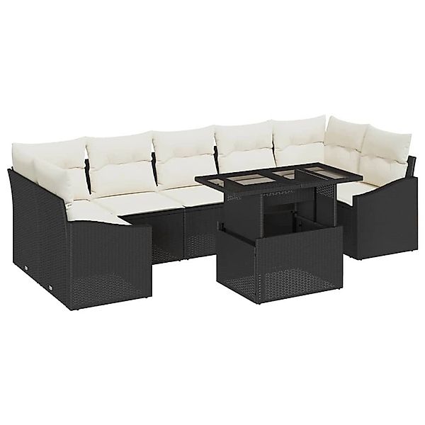 vidaXL Garten-Sofa-Set mit Speicher 8-Tlg Schwarz Poly Rattan 3357690 günstig online kaufen