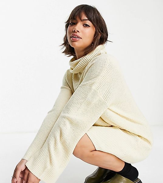 M Lounge – Kurzes Pulloverkleid mit Rollkragen-Weiß günstig online kaufen