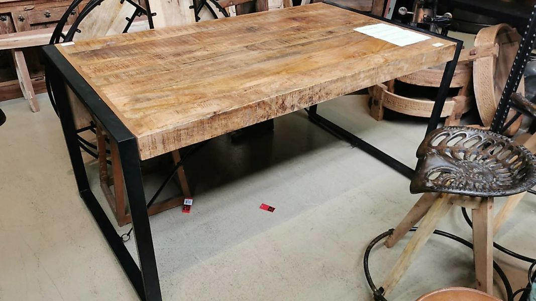 Esstisch Küchentisch Industrial-Design Metall Holz Grau Schwarz günstig online kaufen