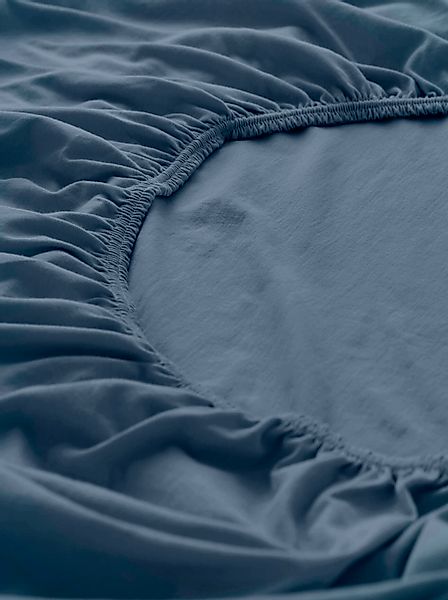 hessnatur Jersey Spannbettlaken aus Bio-Baumwolle - blau - Größe 90-100x200 günstig online kaufen