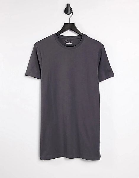 New Look – Longline-T-Shirt aus Bio-Baumwolle in Dunkelgrau günstig online kaufen