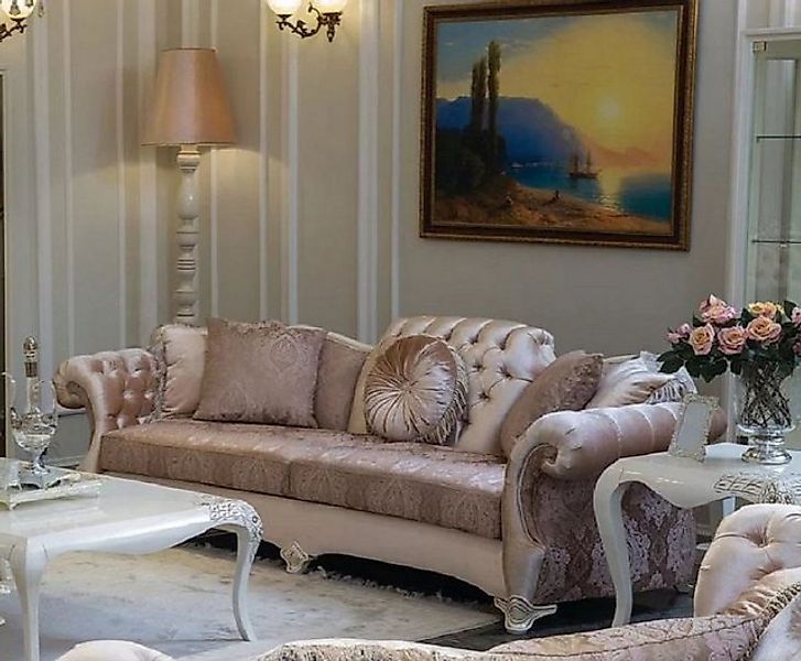 Casa Padrino Sofa Luxus Barock Wohnzimmer Sofa Rosa / Lila / Weiß / Beige 2 günstig online kaufen