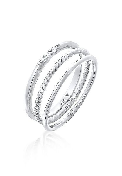 Elli Ring-Set Zirkonia Kordel Basic Stapel (3 tlg) 925 Silber, Ring Set günstig online kaufen