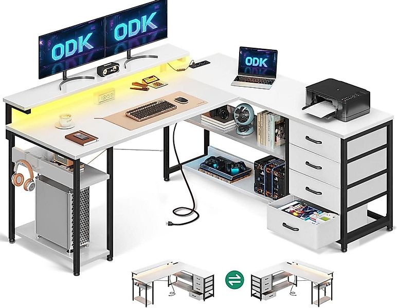 LuxusKollektion Eckschreibtisch Schreibtisch mit Schubladen LED günstig online kaufen