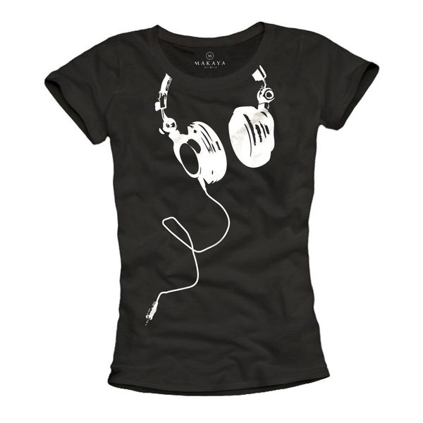 MAKAYA T-Shirt Kurzarm Damen Top Musik günstig online kaufen