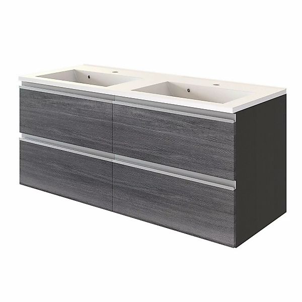 Held Möbel Waschtisch Neapel 120 cm Eiche Rauchsilber-Graphitgrau günstig online kaufen