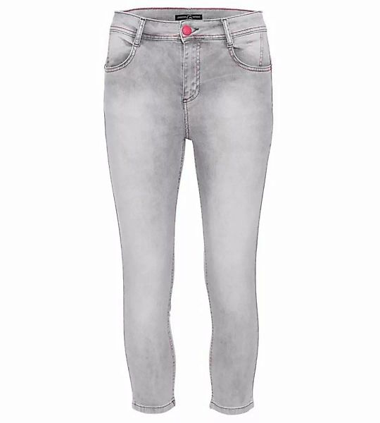 Christian Materne 3/4-Jeans Röhrenjeans figurbetont mit pinken Details günstig online kaufen