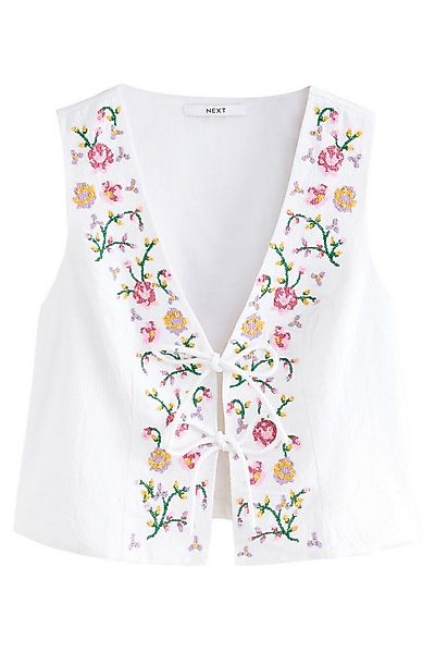 Next Anzugweste Weste zum Binden mit Blumenhäkeldetail (1-tlg) günstig online kaufen