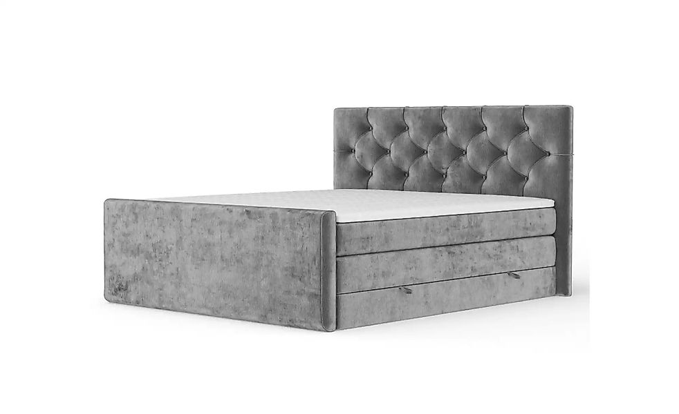 Boxspringbett mit Stauraum   ¦ grau ¦ Maße (cm): B: 222 H: 118 Betten > Kom günstig online kaufen