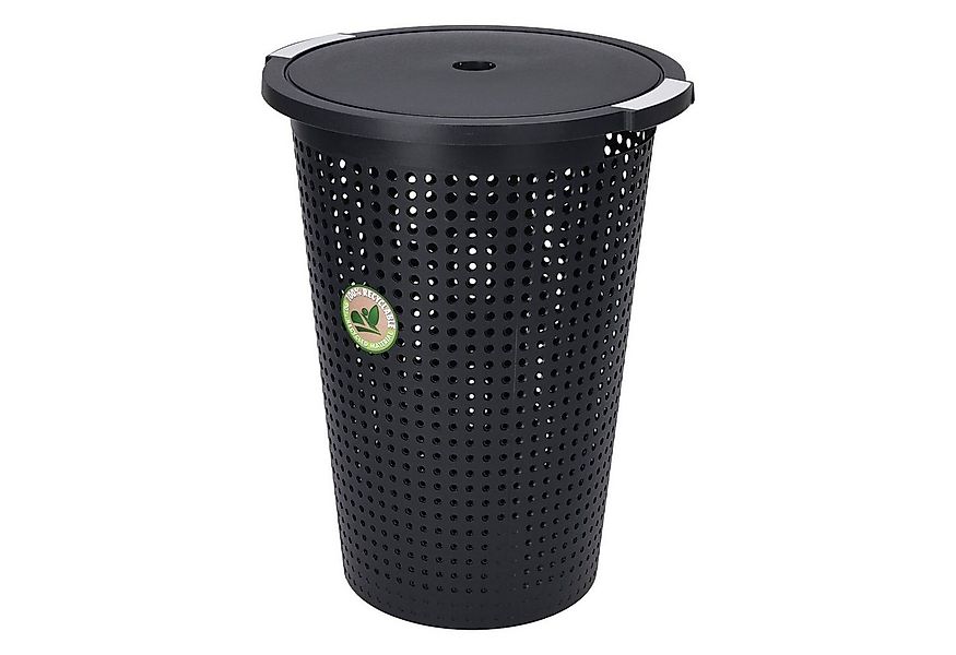 Mojawo Wäschewanne Wäschekorb Wäschebox Wäschetruhe mit Deckel Schwarz 35 L günstig online kaufen