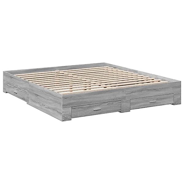 vidaXL Bettgestell mit Schubladen Grau Sonoma 200x200cm Holzwerkstoff 32803 günstig online kaufen
