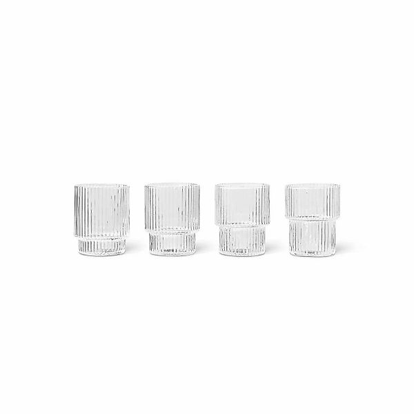 ferm LIVING Glas Ripple Small, klar, 60 ml, Glas, 4er-Set günstig online kaufen